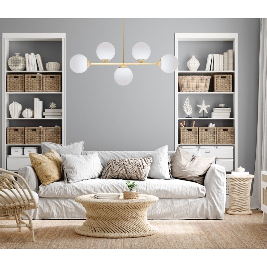 Висящ полилей FIRA 5xE27/60W/230V златист
