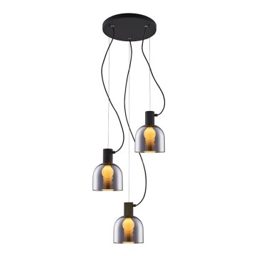 Висящ полилей FIRE 3xE27/9W/230V сив/черен