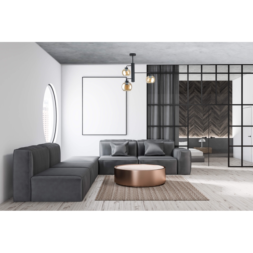 Висящ полилей FLEX 3xE27/60W/230V черен/опушен бежов