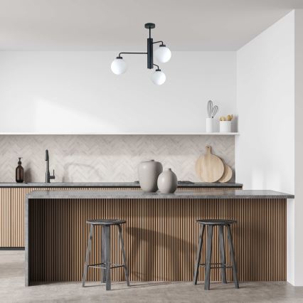 Висящ полилей FLEX 3xE27/60W/230V черен/бял