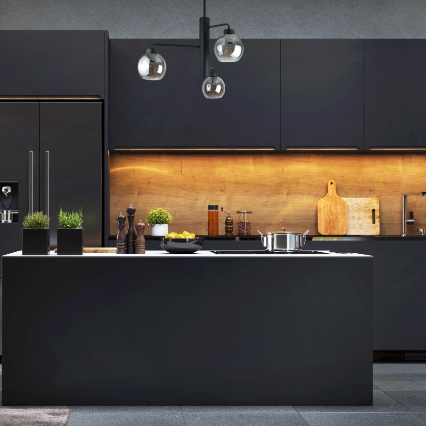 Висящ полилей FLEX 3xE27/60W/230V черен/опушен черен