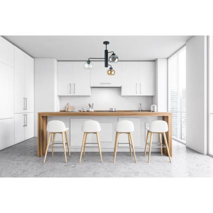 Висящ полилей FLEX 3xE27/60W/230V черен/опушен черен/опушен бежов/прозрачен