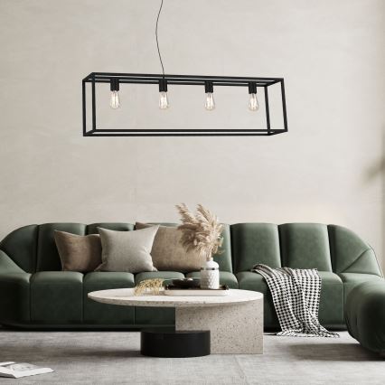 Висящ полилей FRAME 4xE27/60W/230V черен