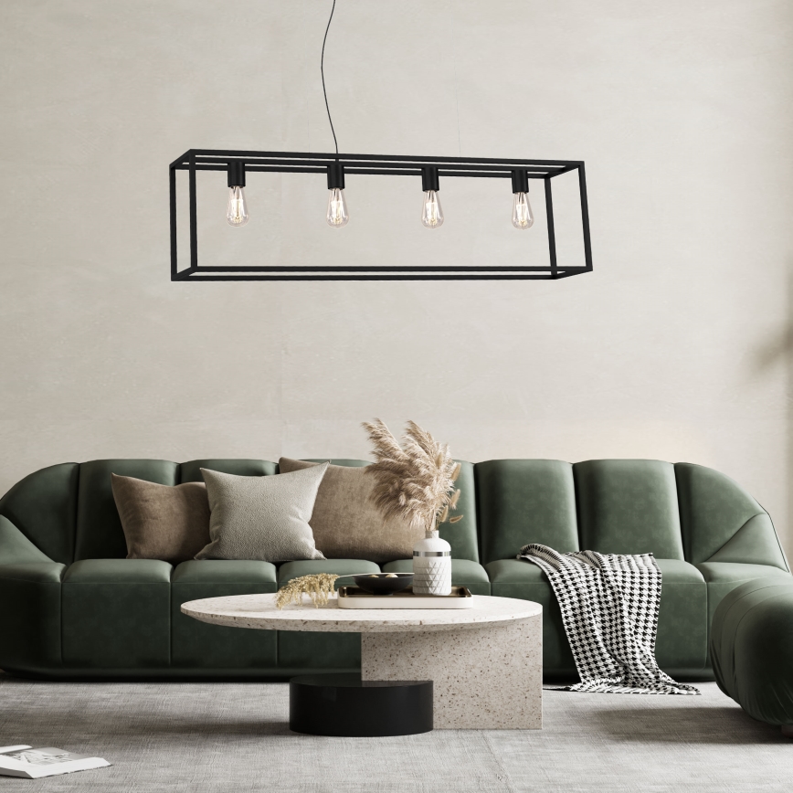Висящ полилей FRAME 4xE27/60W/230V черен