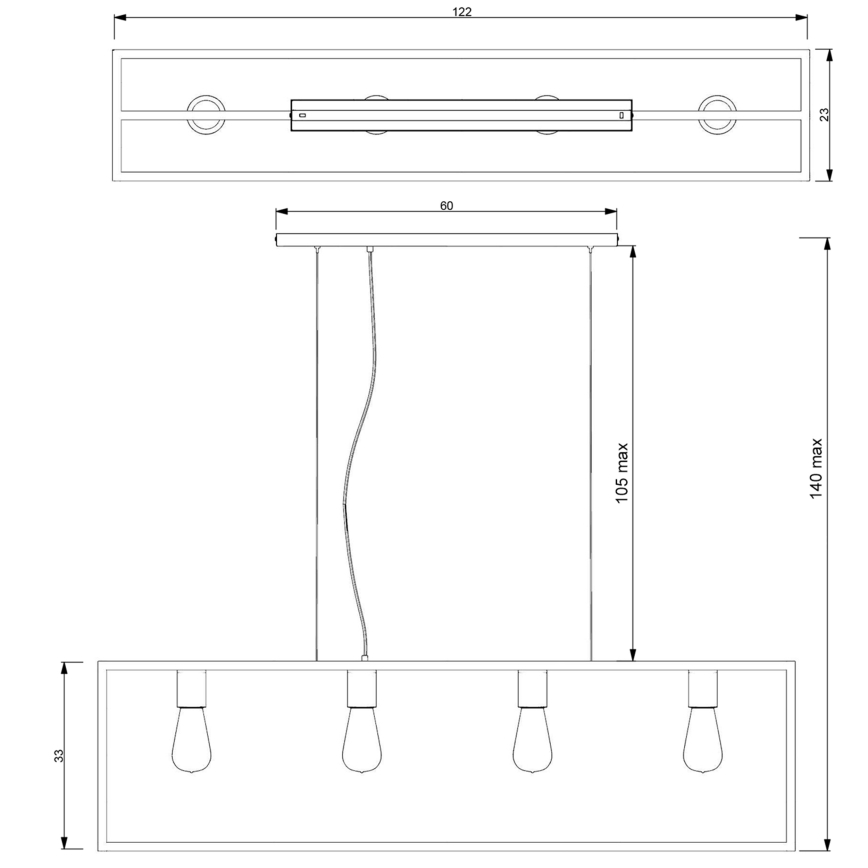 Висящ полилей FRAME 4xE27/60W/230V черен