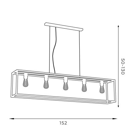 Висящ полилей FRAME 5xE27/60W/230V черен