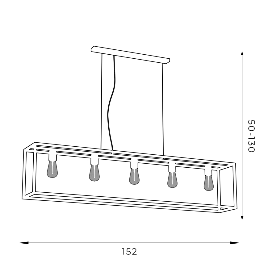Висящ полилей FRAME 5xE27/60W/230V черен