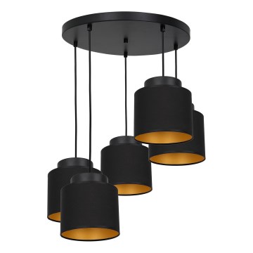 Висящ полилей FRODI 5xE27/60W/230V черен кръгъл