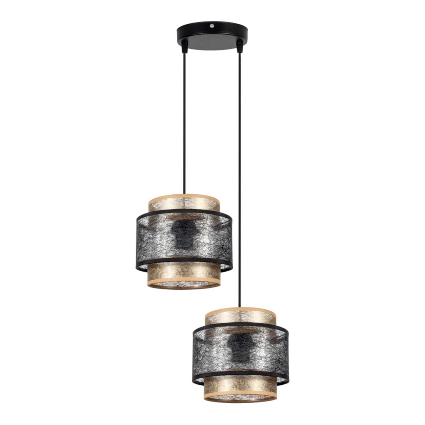 Висящ полилей GABI 2xE27/60W/230V златист/черен Ø 30 см