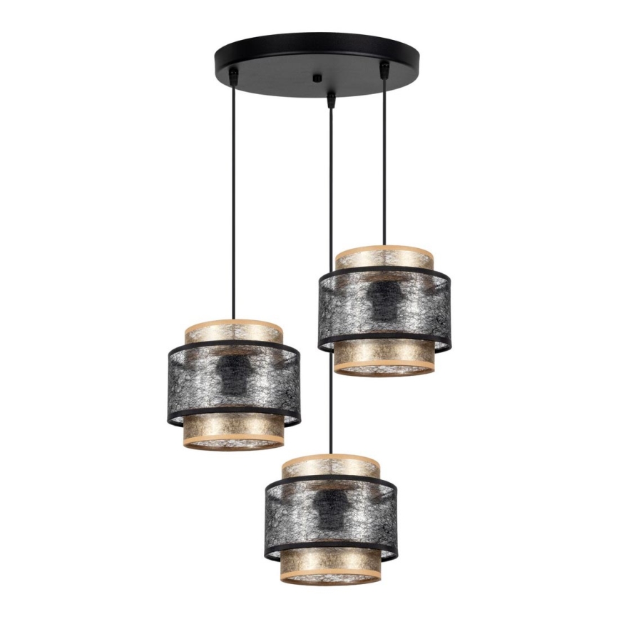 Висящ полилей GABI 3xE27/60W/230V златист/черен Ø 45 см
