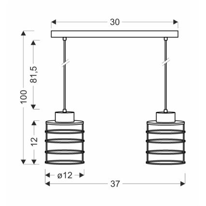 Висящ полилей GLOB 2xE27/40W/230V черен