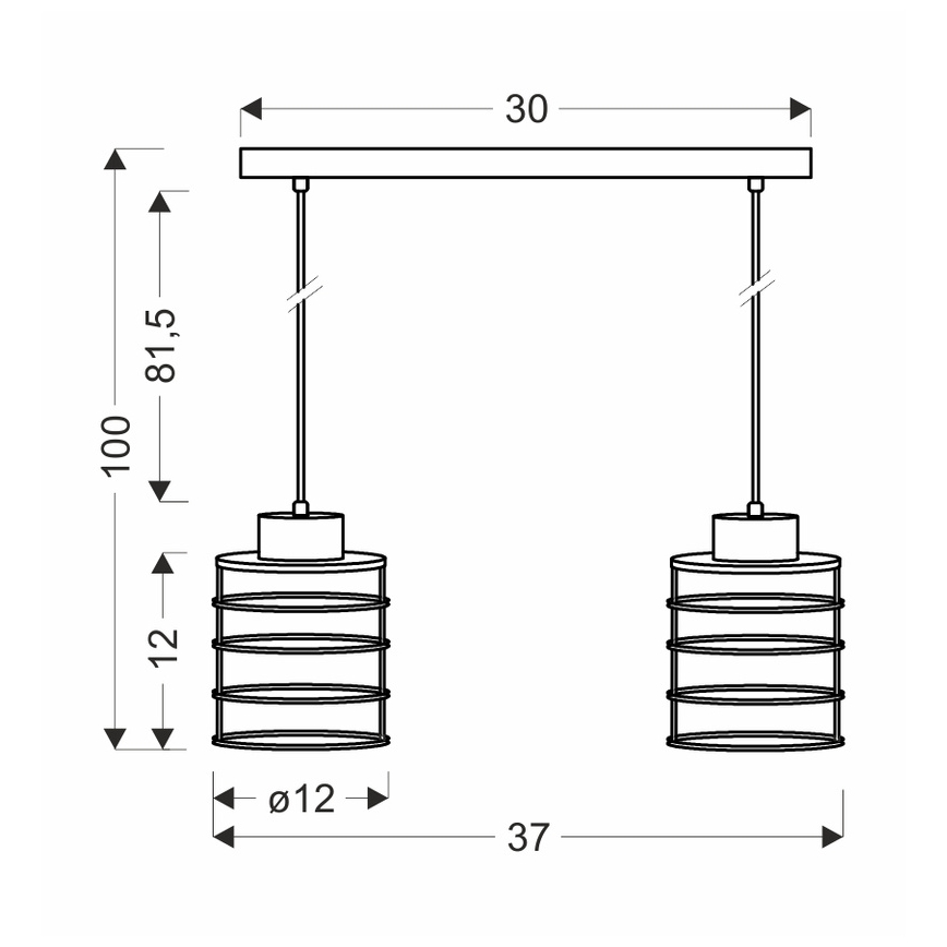 Висящ полилей GLOB 2xE27/40W/230V черен