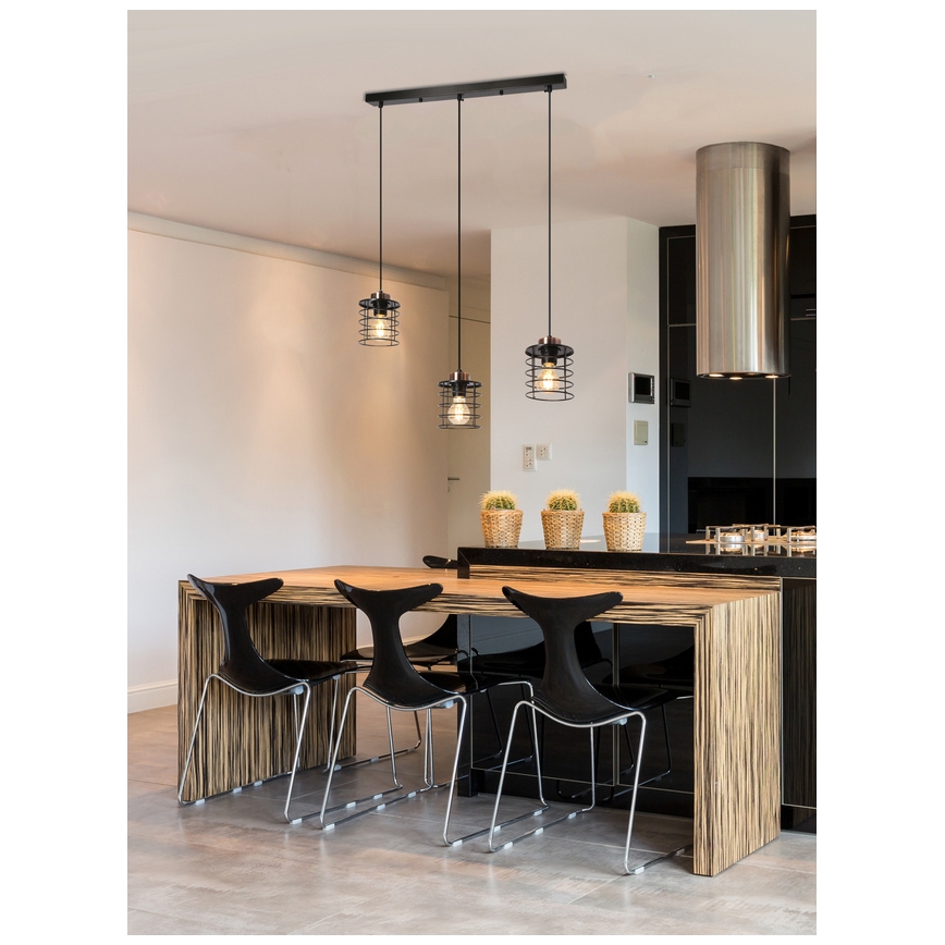 Висящ полилей GLOB 3xE27/40W/230V черен