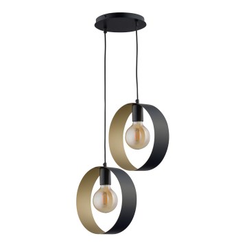 Висящ полилей HAPPY 2xE27/60W/230V черен/златист