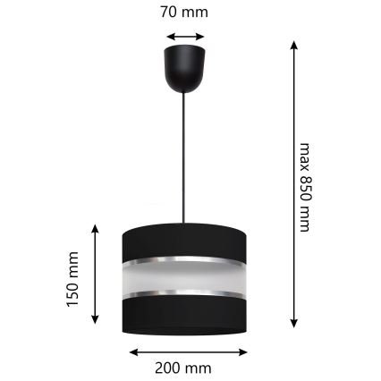 Висящ полилей HELEN 1xE27/15W/230V черен