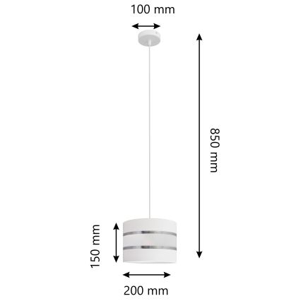 Висящ полилей HELEN 1xE27/15W/230V Ø 20 cм бял