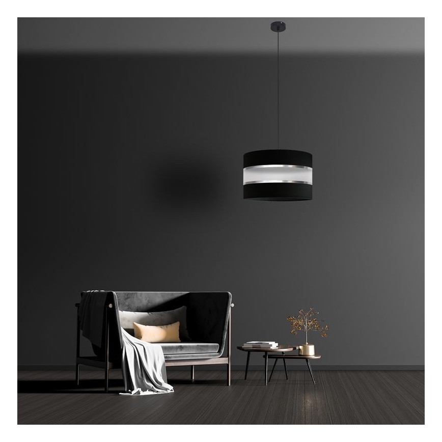 Висящ полилей HELEN 1xE27/15W/230V Ø 35 см черен/сребрист