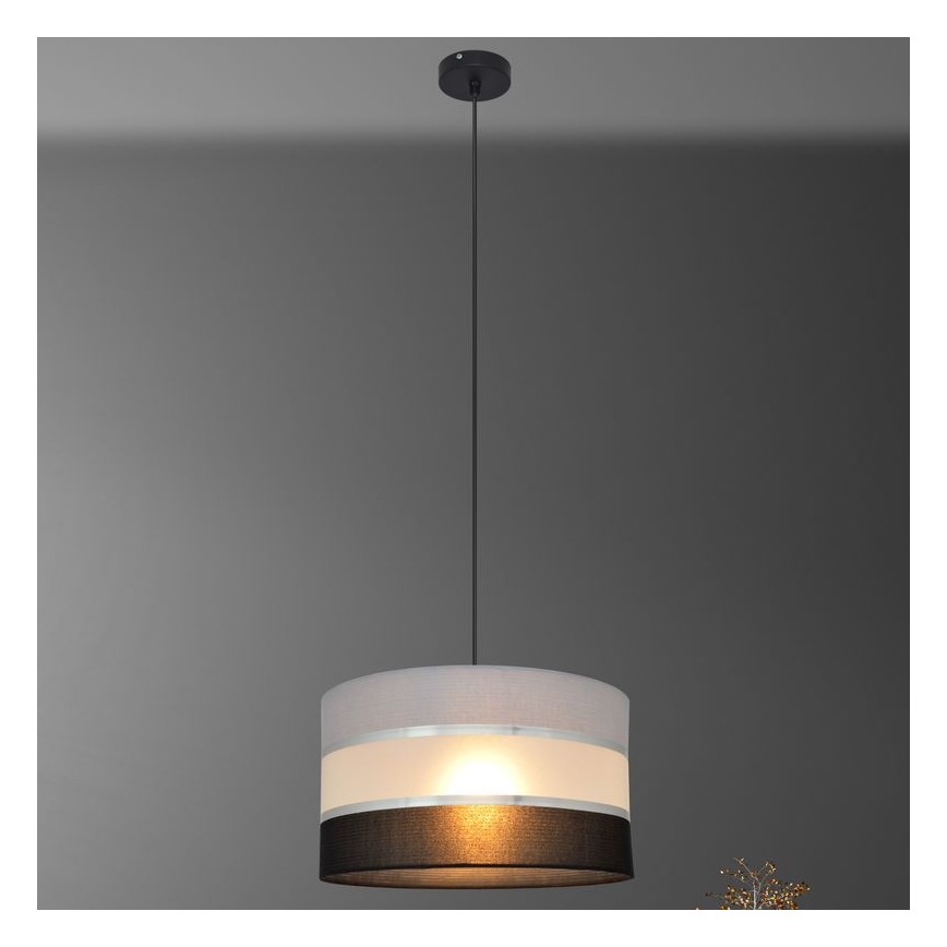Висящ полилей HELEN 1xE27/15W/230V Ø 35 см черен/сив/сребрист