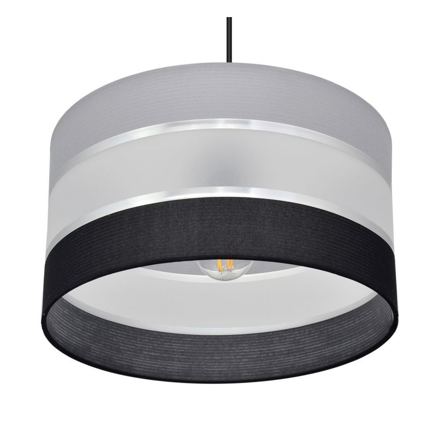 Висящ полилей HELEN 1xE27/15W/230V Ø 35 см черен/сив/сребрист