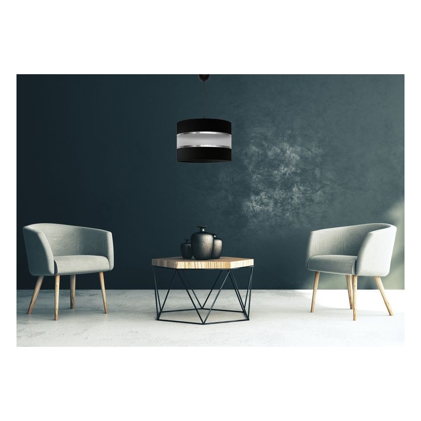 Висящ полилей HELEN 1xE27/15W/230V Ø 35 см черен/сребрист