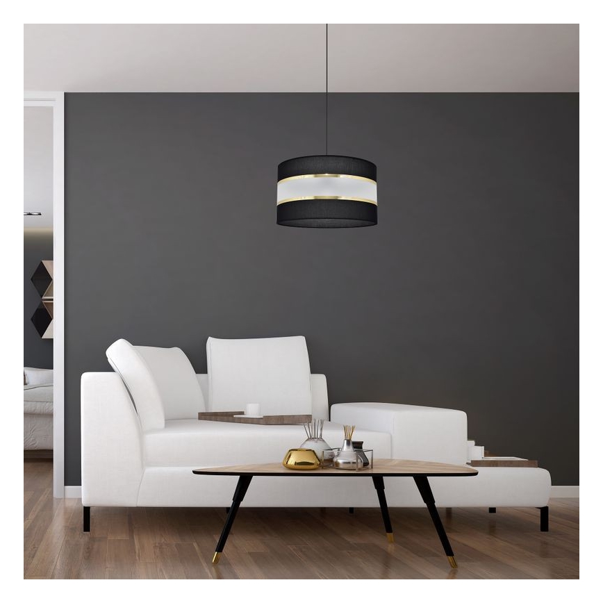 Висящ полилей HELEN 1xE27/15W/230V Ø 35 см черен/златист