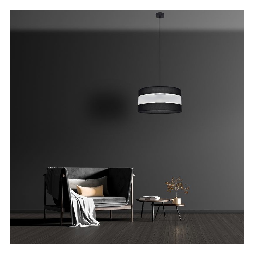 Висящ полилей HELEN 1xE27/15W/230V Ø 40 см черен/сребрист