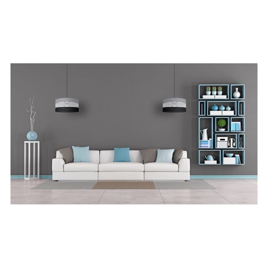 Висящ полилей HELEN 1xE27/15W/230V Ø 40 см черен/сив/сребрист