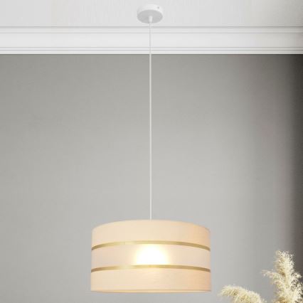 Висящ полилей HELEN 1xE27/15W/230V Ø 40 см кремав/златист