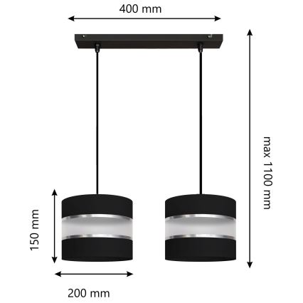 Висящ полилей HELEN 2xE27/15W/230V черен