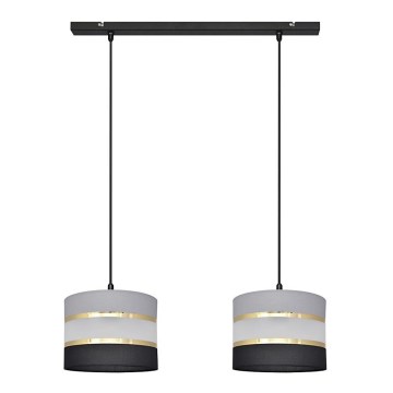 Висящ полилей HELEN 2xE27/15W/230V черен/сив/златист