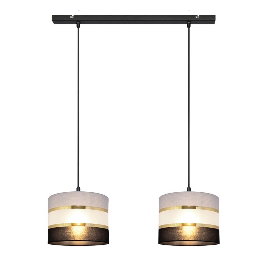 Висящ полилей HELEN 2xE27/15W/230V черен/сив/златист