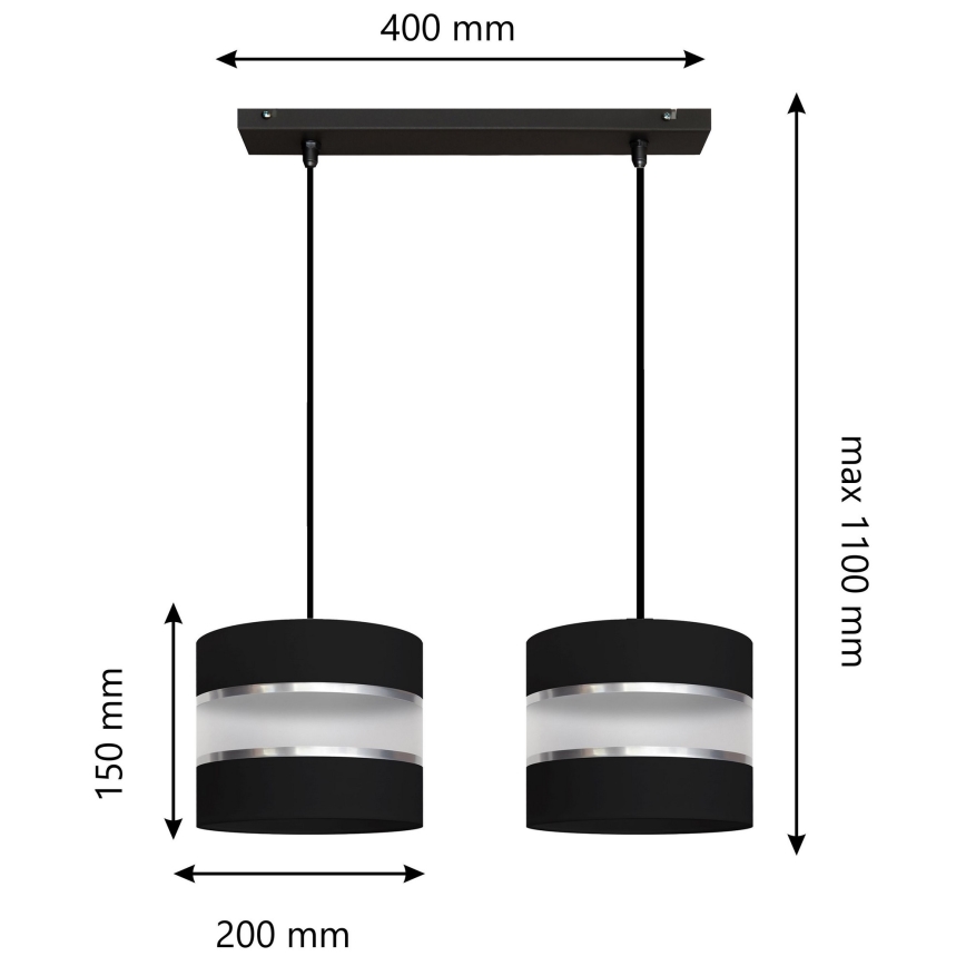 Висящ полилей HELEN 2xE27/15W/230V черен