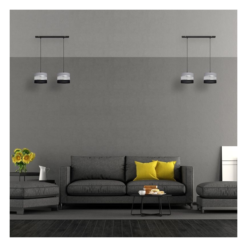 Висящ полилей HELEN 2xE27/15W/230V черен/сив/сребрист