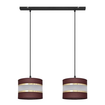 Висящ полилей HELEN 2xE27/15W/230V кафяв/черен/златист