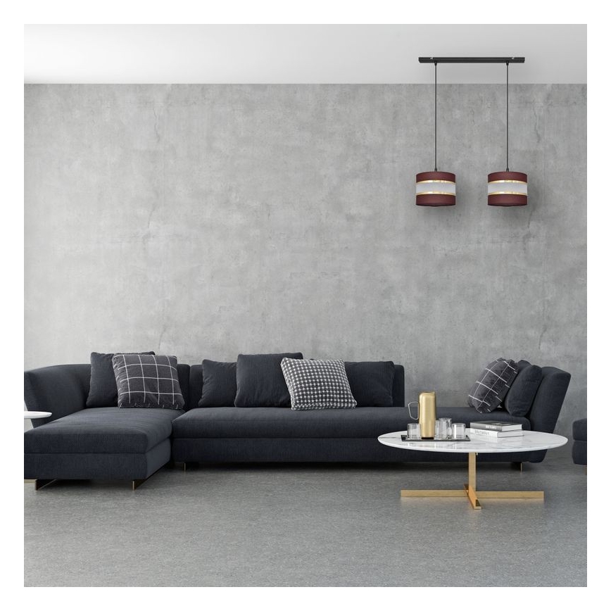 Висящ полилей HELEN 2xE27/15W/230V кафяв/черен/златист