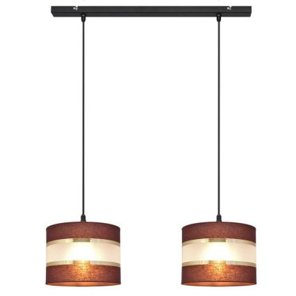 Висящ полилей HELEN 2xE27/15W/230V кафяв/черен/златист
