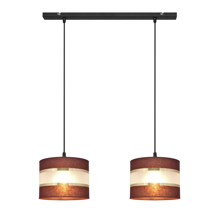 Висящ полилей HELEN 2xE27/15W/230V кафяв/черен/златист