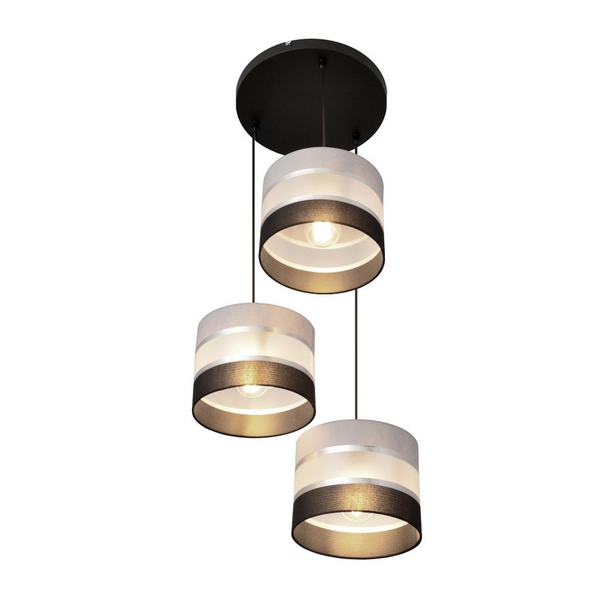 Висящ полилей HELEN 3xE27/15W/230V черен/сив/сребрист