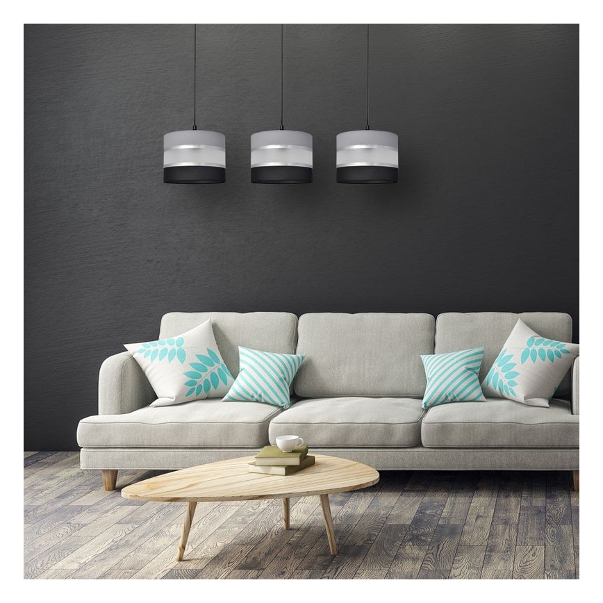 Висящ полилей HELEN 3xE27/15W/230V черен/сив/сребрист