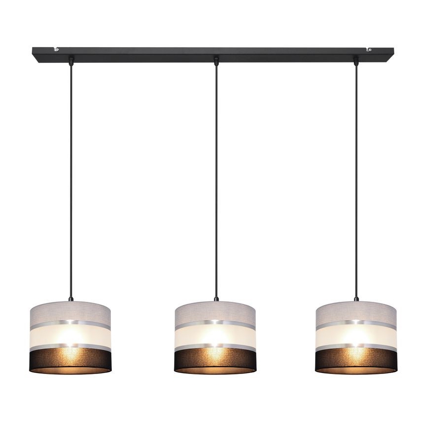 Висящ полилей HELEN 3xE27/15W/230V черен/сив/сребрист