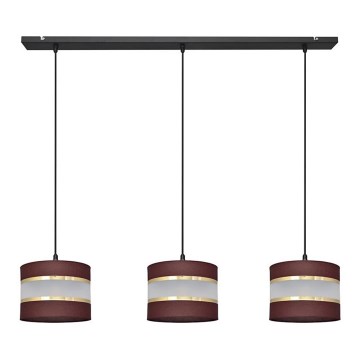 Висящ полилей HELEN 3xE27/15W/230V кафяв/черен/златист