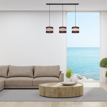 Висящ полилей HELEN 3xE27/15W/230V кафяв/черен/златист