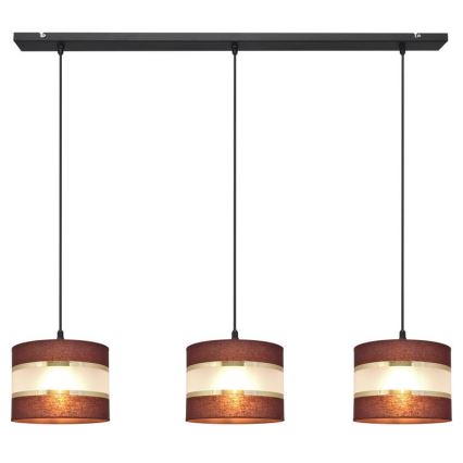 Висящ полилей HELEN 3xE27/15W/230V кафяв/черен/златист