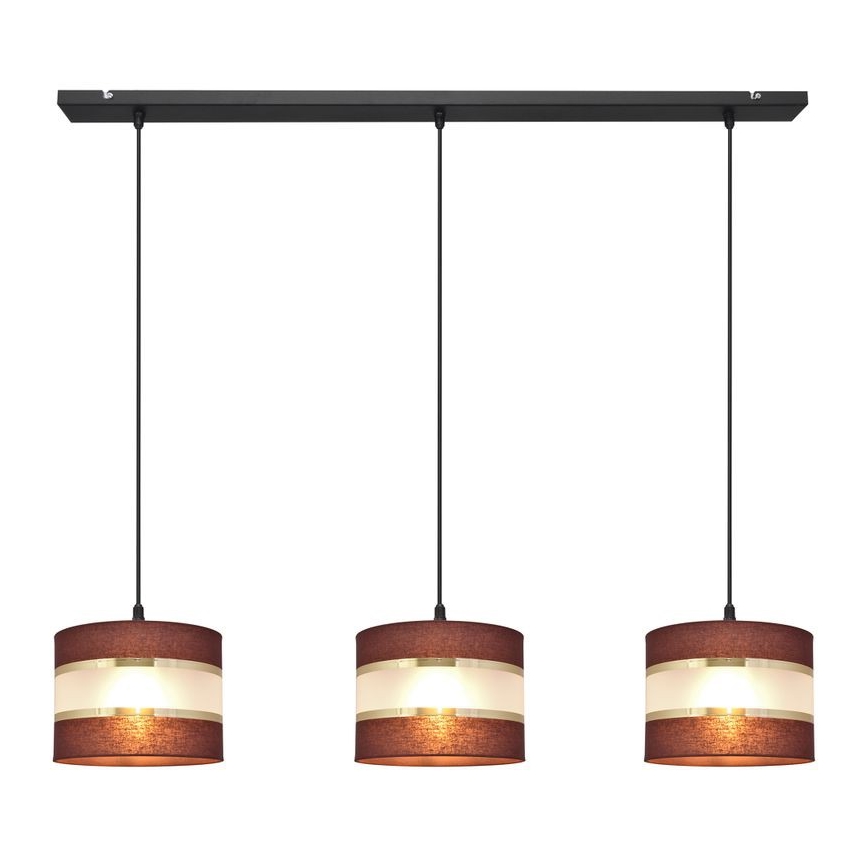 Висящ полилей HELEN 3xE27/15W/230V кафяв/черен/златист