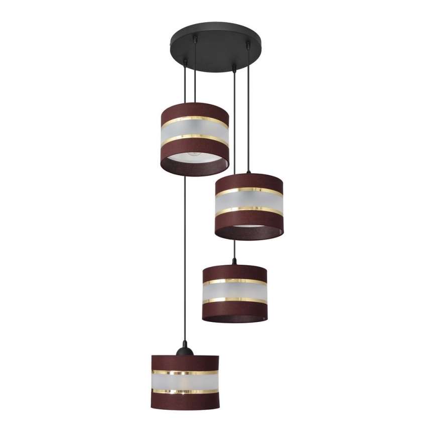 Висящ полилей HELEN 4xE27/15W/230V кафяв/черен/златист