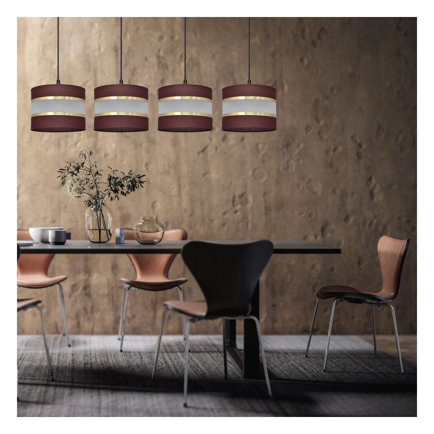 Висящ полилей HELEN 4xE27/15W/230V кафяв/черен/златист