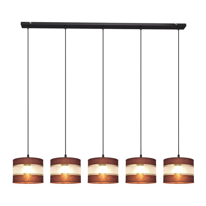 Висящ полилей HELEN 5xE27/15W/230V кафяв/черен/златист