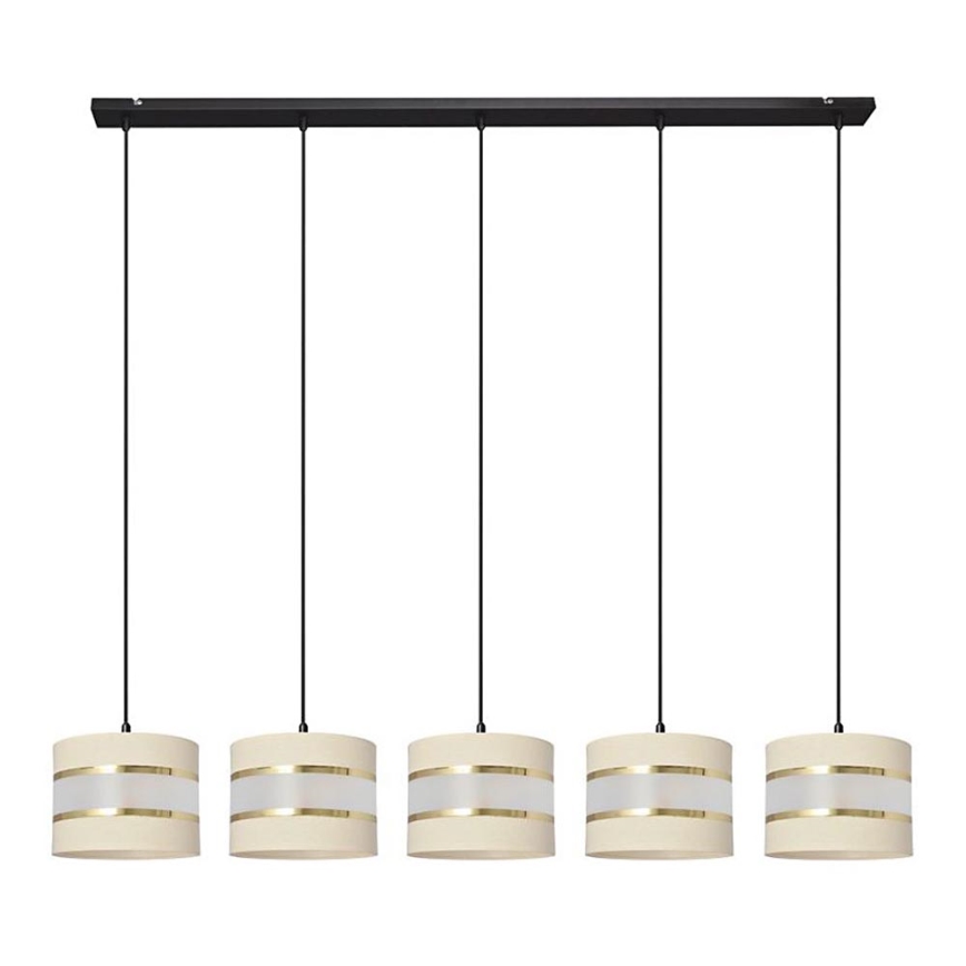 Висящ полилей HELEN 5xE27/15W/230V кремав/черен/златист