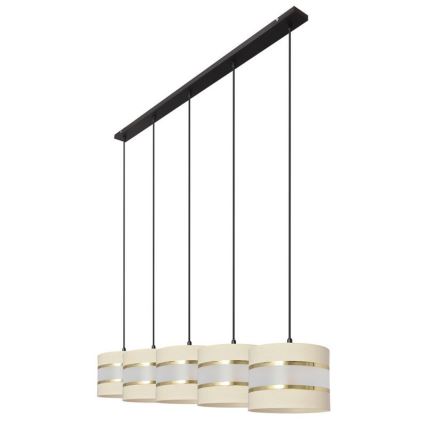 Висящ полилей HELEN 5xE27/15W/230V кремав/черен/златист