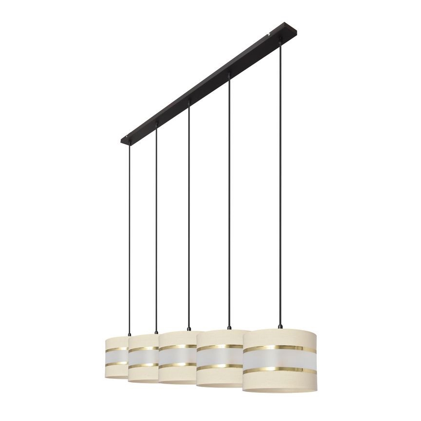 Висящ полилей HELEN 5xE27/15W/230V кремав/черен/златист
